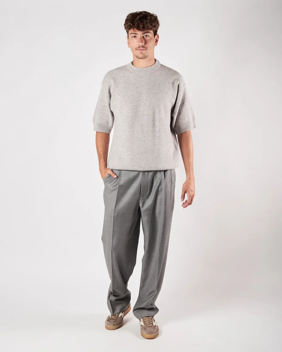 Pantalone Lbm19111 doppia pence largo grigio - immagine 5