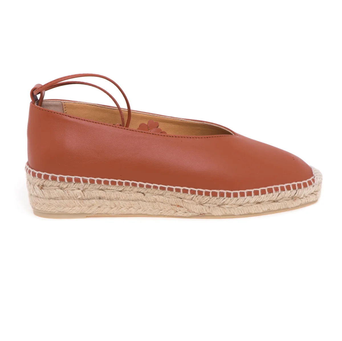 Castañer, espadrilla "GEA" stile ballerina in pelle con allacciatura in caviglia - immagine 2