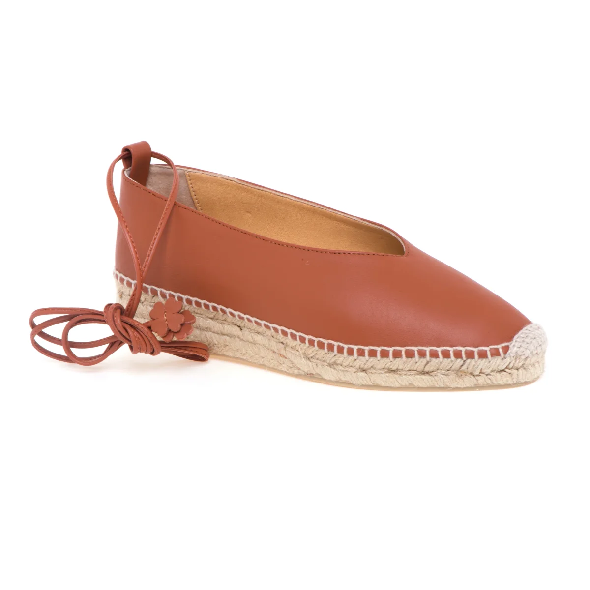 Castañer, espadrilla "GEA" stile ballerina in pelle con allacciatura in caviglia - immagine 5