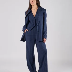 Giacca Silence in petto gessata denim