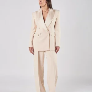 Giacca  Silence doppio petto smoking crema