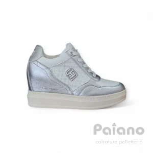 Queen Helena 3442 bianco argento sneakers con zeppa interna