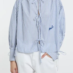 Blusa a righe Pinko in popeline con fiocchi davanti