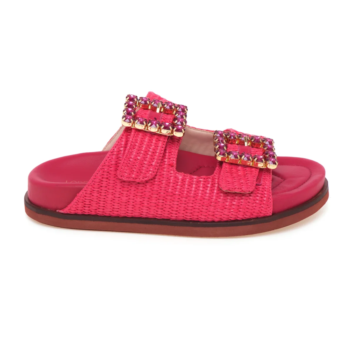 Ciabatta in rafia Lorenzo Mari con doppia fibbia e fussbet anatomico