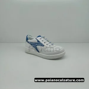 Sneakers Balducci 2221 bianco in pelle con laccio da bambino