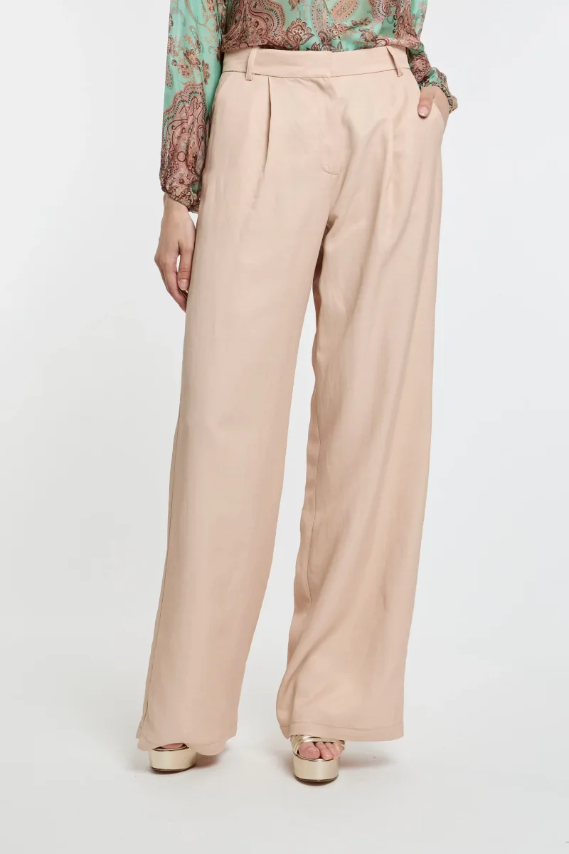 Pantalone ampio Kaos in viscosa e lino con pinces - immagine 3