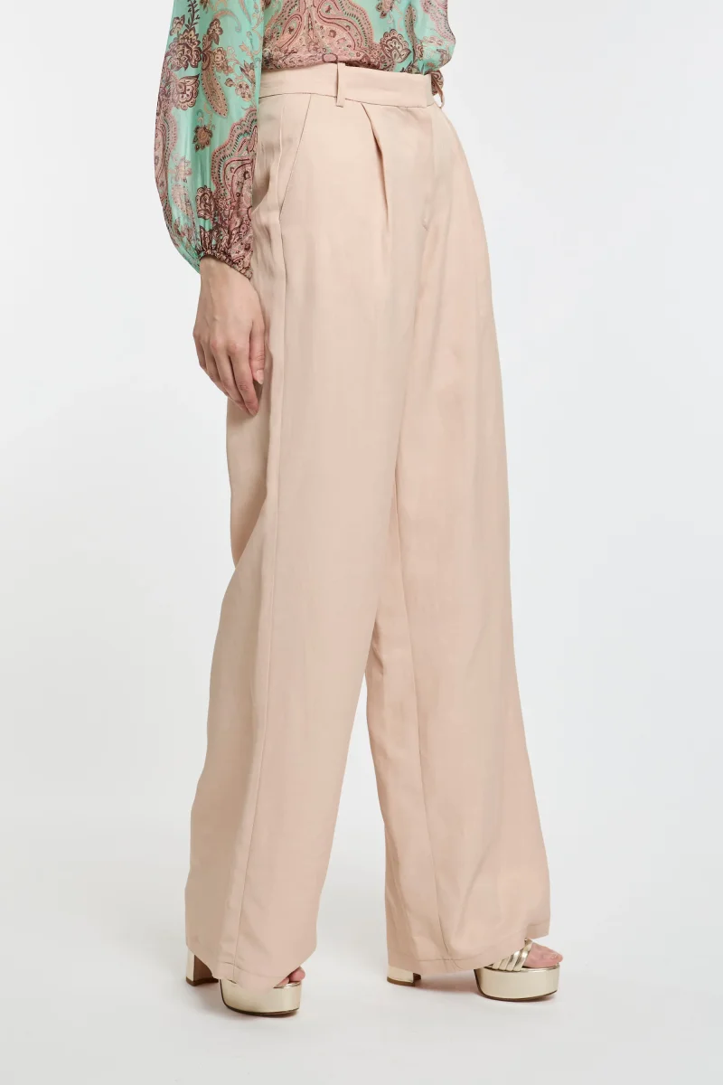 Pantalone ampio Kaos in viscosa e lino con pinces - immagine 5