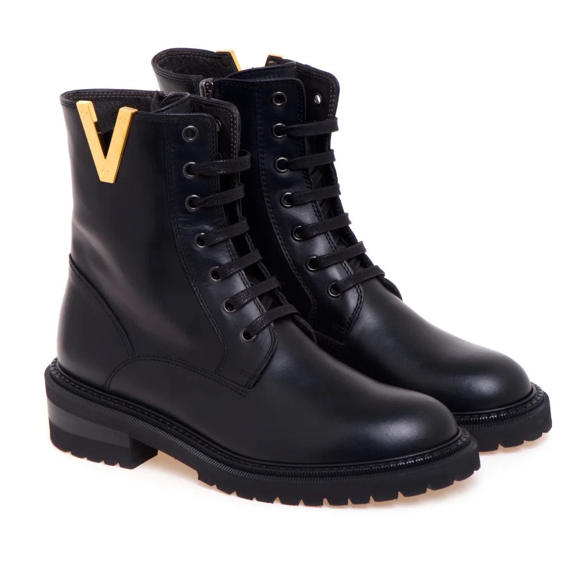 Anfibio Via Roma 15 in pelle "V" in metallo dorato - immagine 3