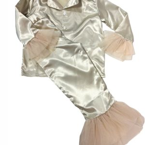 Pigiama in seta con volant in tulle