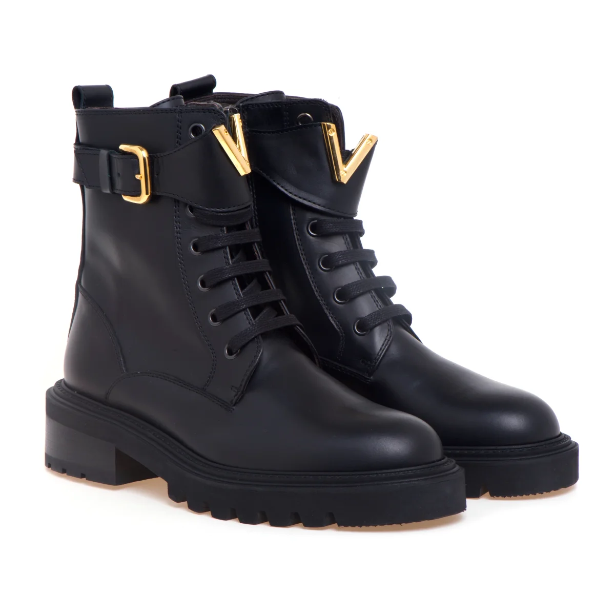 Anfibio Via Roma 15 in pelle con patta frontale con "V" - immagine 3