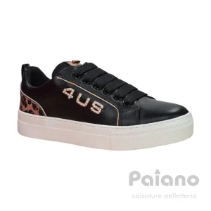 Paciotti 4us 43004 sneakers pelle nero riporti animalier
