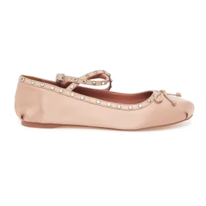Ballerina Bibi Lou in tessuto satin con cinturino e borchie con strass