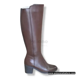 Stivale donna 52h in pelle marrone con elastico