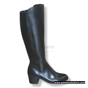 Stivale donna 52h in pelle nero con elastico