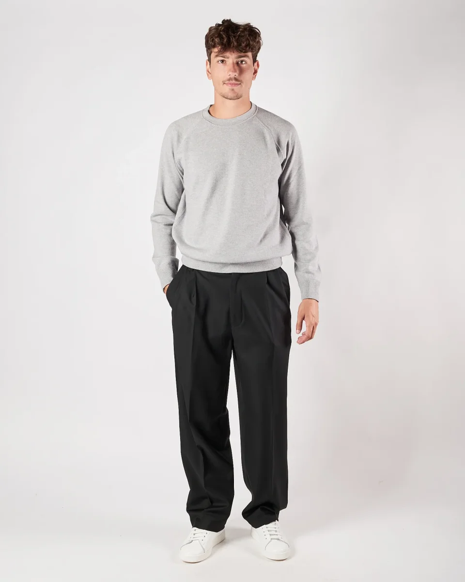 Pantalone Lbm19111 doppia pence largo nero - immagine 5