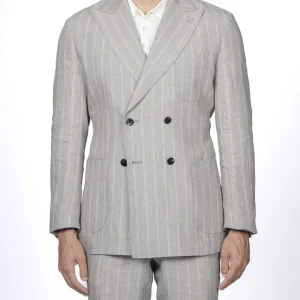 Giacca doppiopetto grigia gessata