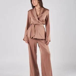 Giacca Silence in satin caffè