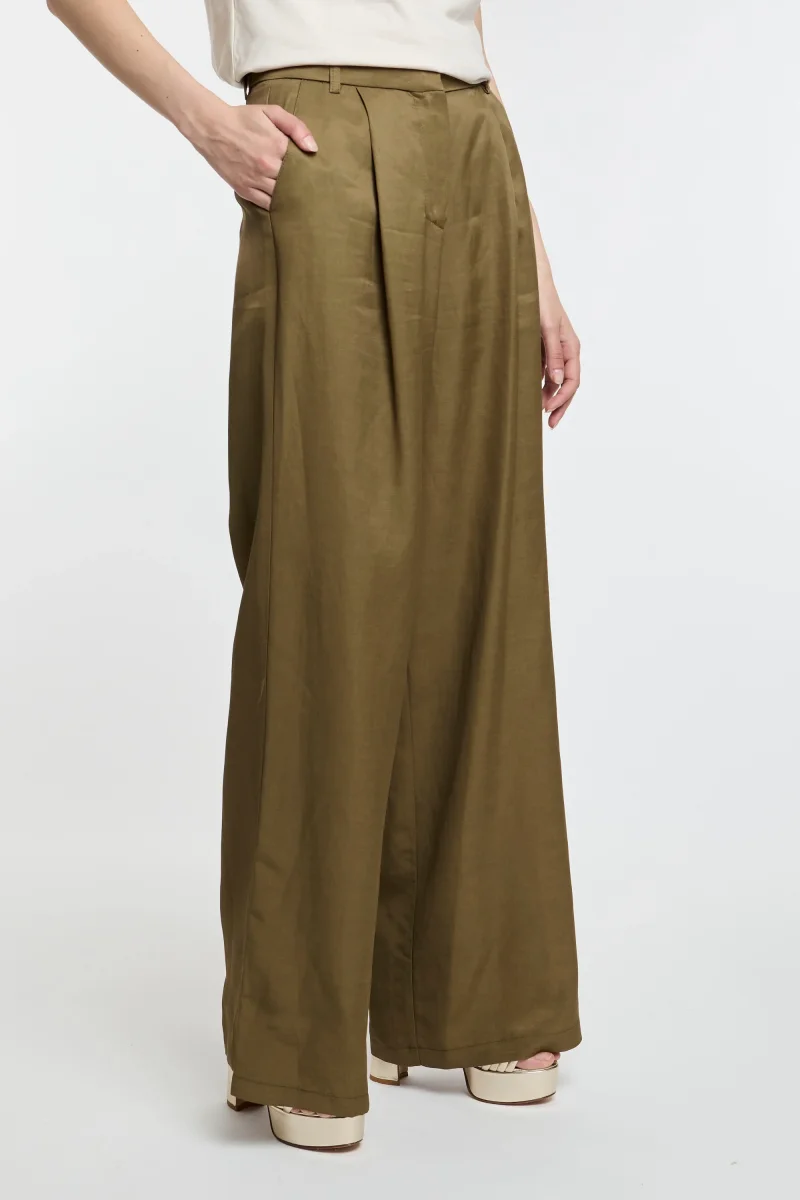 Pantalone ampio Kaos in viscosa e lino con pinces - immagine 5