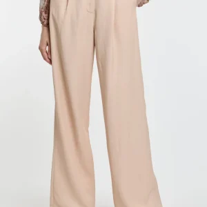 Pantalone ampio Kaos in viscosa e lino con pinces