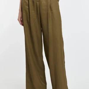 Pantalone ampio Kaos in viscosa e lino con pinces