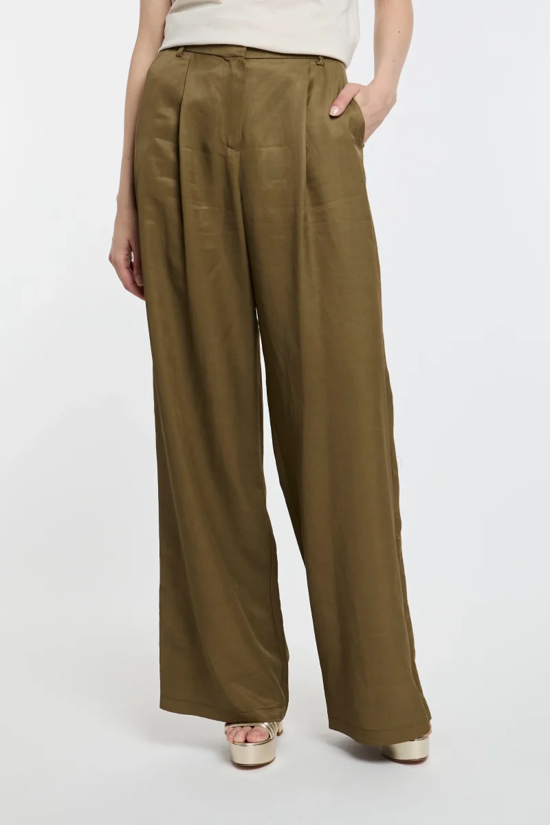 Pantalone ampio Kaos in viscosa e lino con pinces - immagine 2