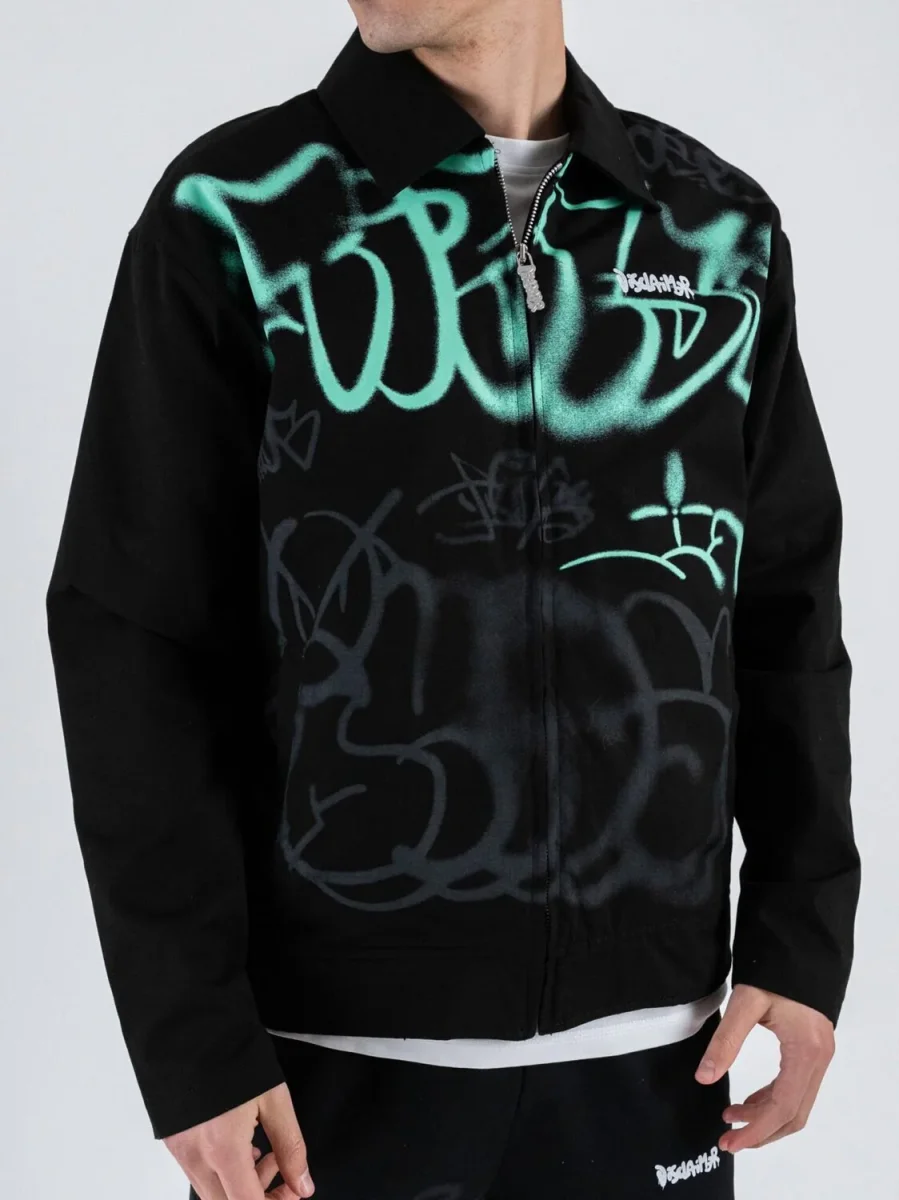 Giubbino In Gabardine Maxi Stampa Uomo