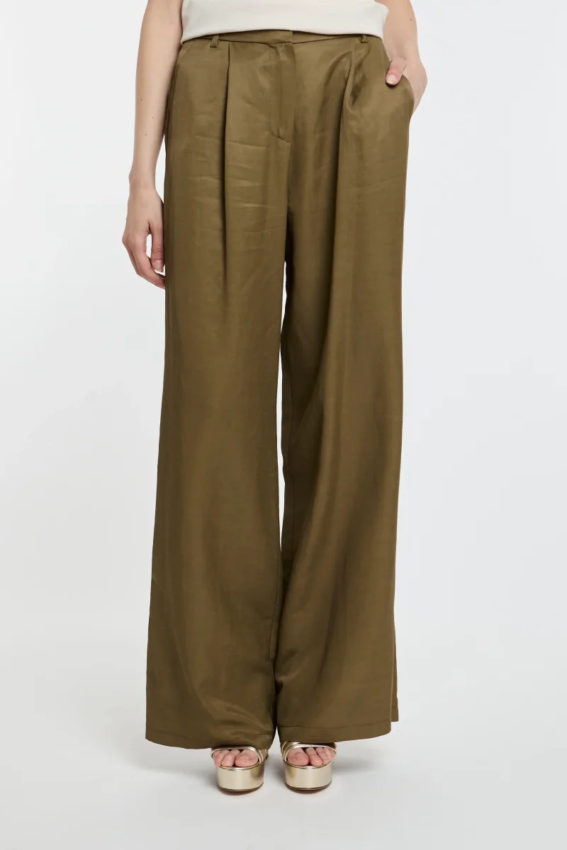 Pantalone ampio Kaos in viscosa e lino con pinces - immagine 3