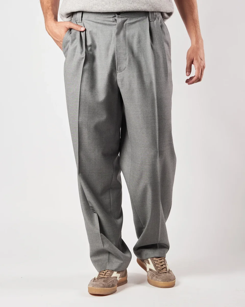 Pantalone Lbm19111 doppia pence largo grigio - immagine 2