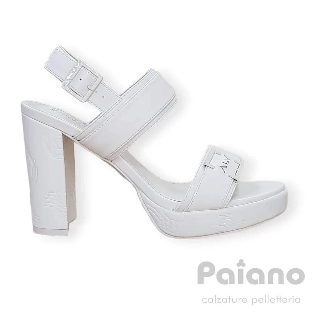 Alviero Martini 062 pelle bianco latte sandalo tacco alto con plateau - immagine 3