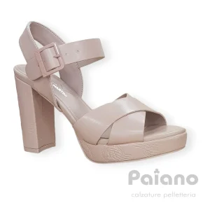 Alviero Martini 063 pelle nudo sandalo tacco alto con plateau