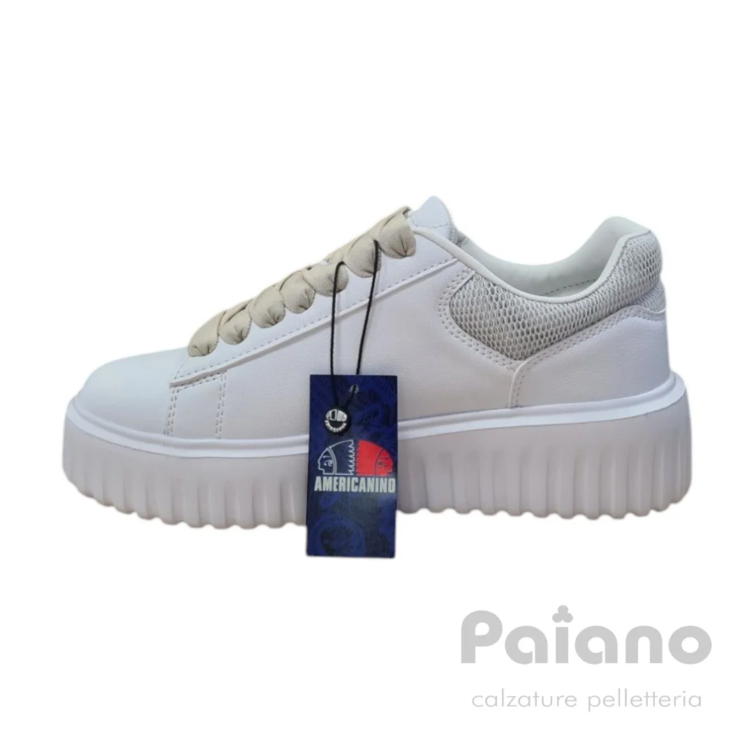 Americanino 514×00 pelle bianco riporto argento gomma alta - immagine 4
