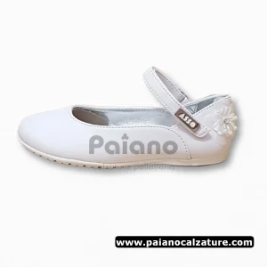 Ballerina Asso 13104 pelle bianco con fiori