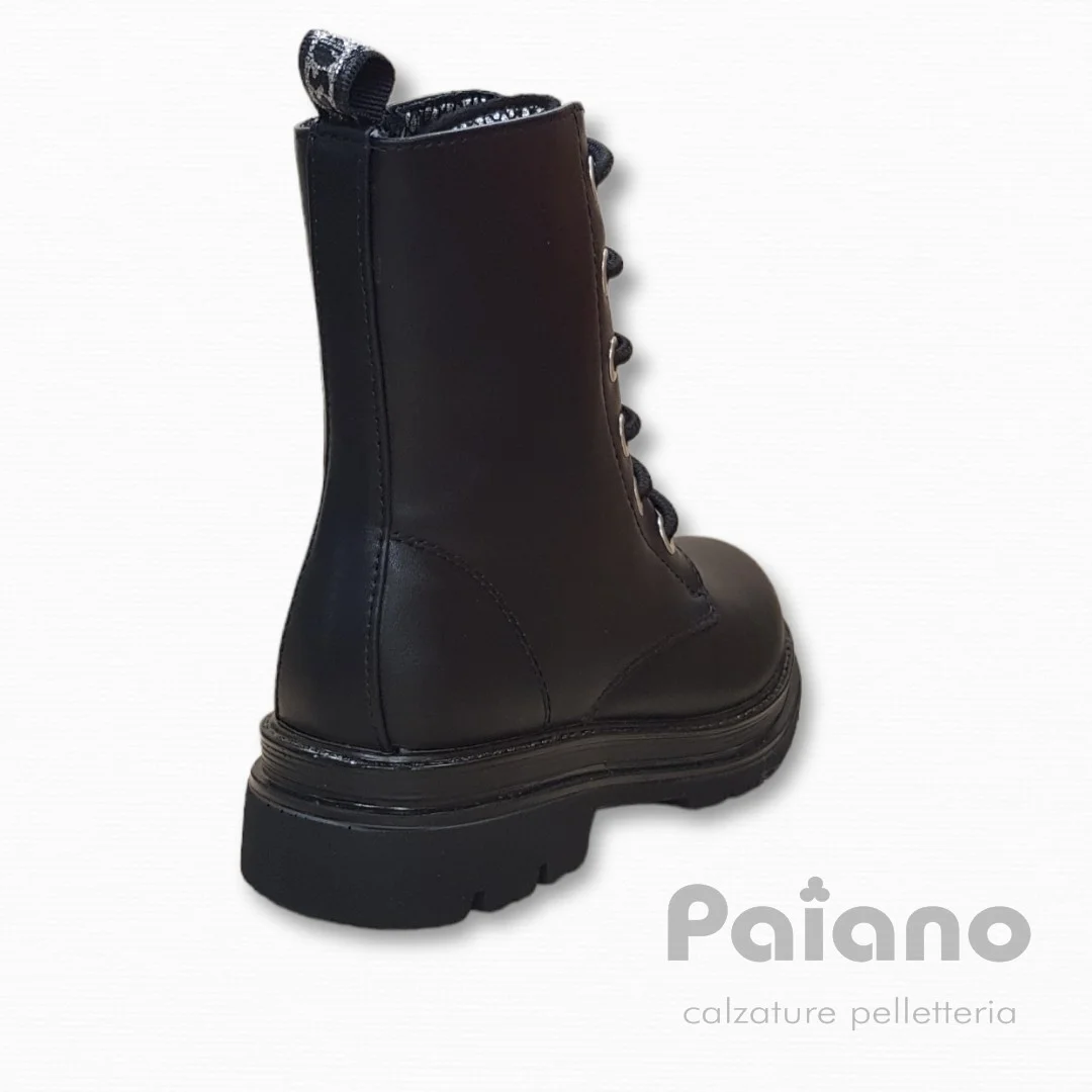 Anfibio Asso 13846 nero pelle allacciato con cerniera - immagine 5
