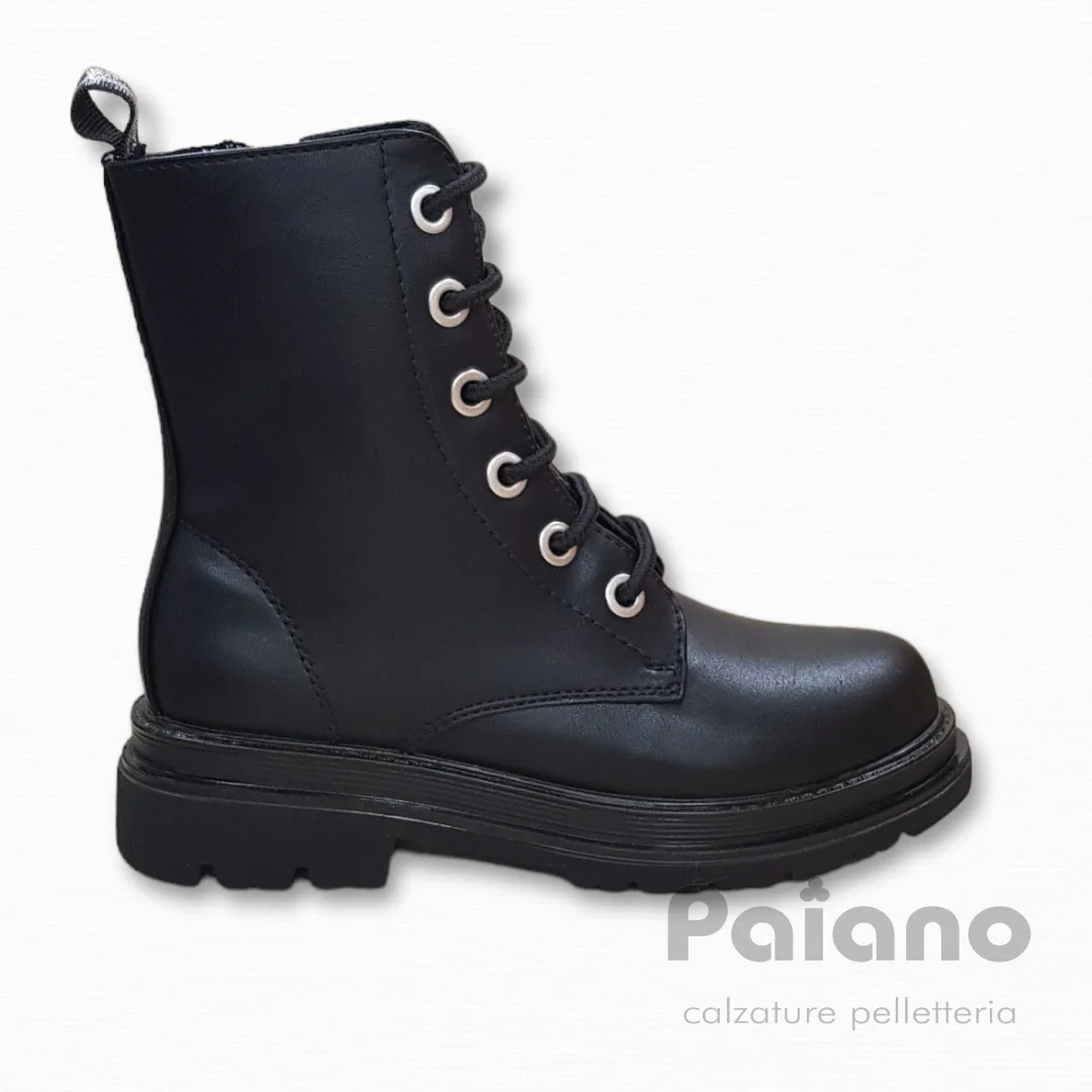 Anfibio Asso 13846 nero pelle allacciato con cerniera - immagine 3