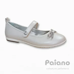 Asso 14503 ballerina pelle avorio perlato con fiocco