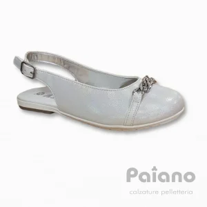 Asso 14511 ballerina aperta pelle bianco perlato