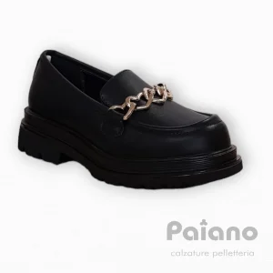 Mocassino Asso 15667 pelle nero con catena a cuori