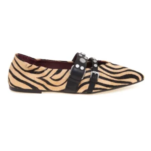 Ballerina a punta ASH Britney in cavallino zebra e pelle