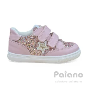 Balducci 5701 pelle glitter rosa chiusura a strappi