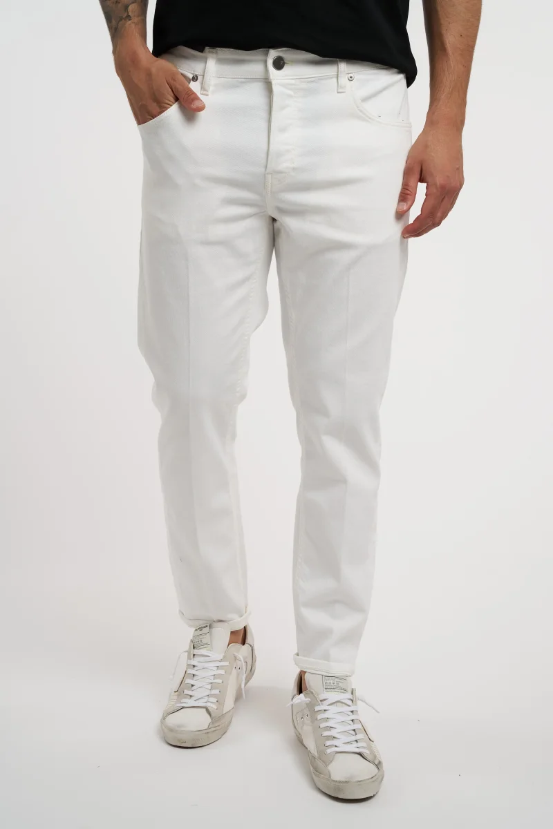 Pantalone in denim bianco Pt Torino - tapperd fit - immagine 2