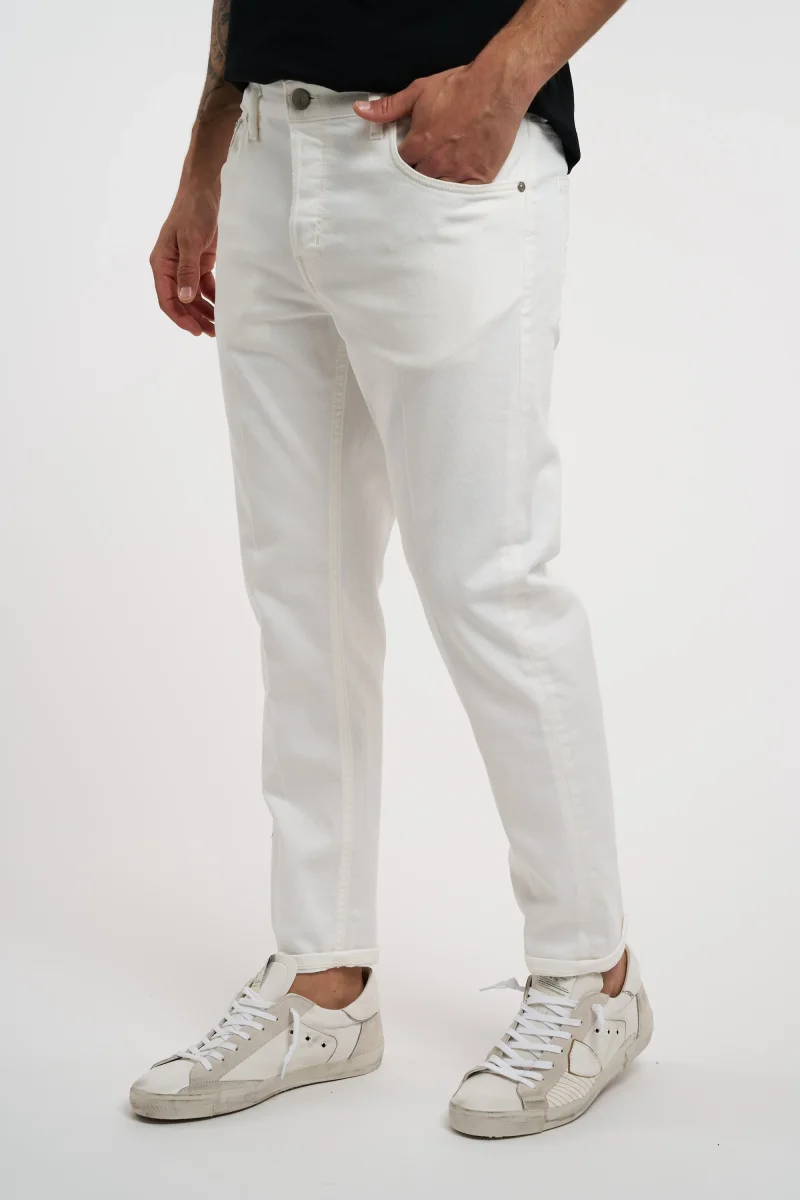 Pantalone in denim bianco Pt Torino - tapperd fit - immagine 3
