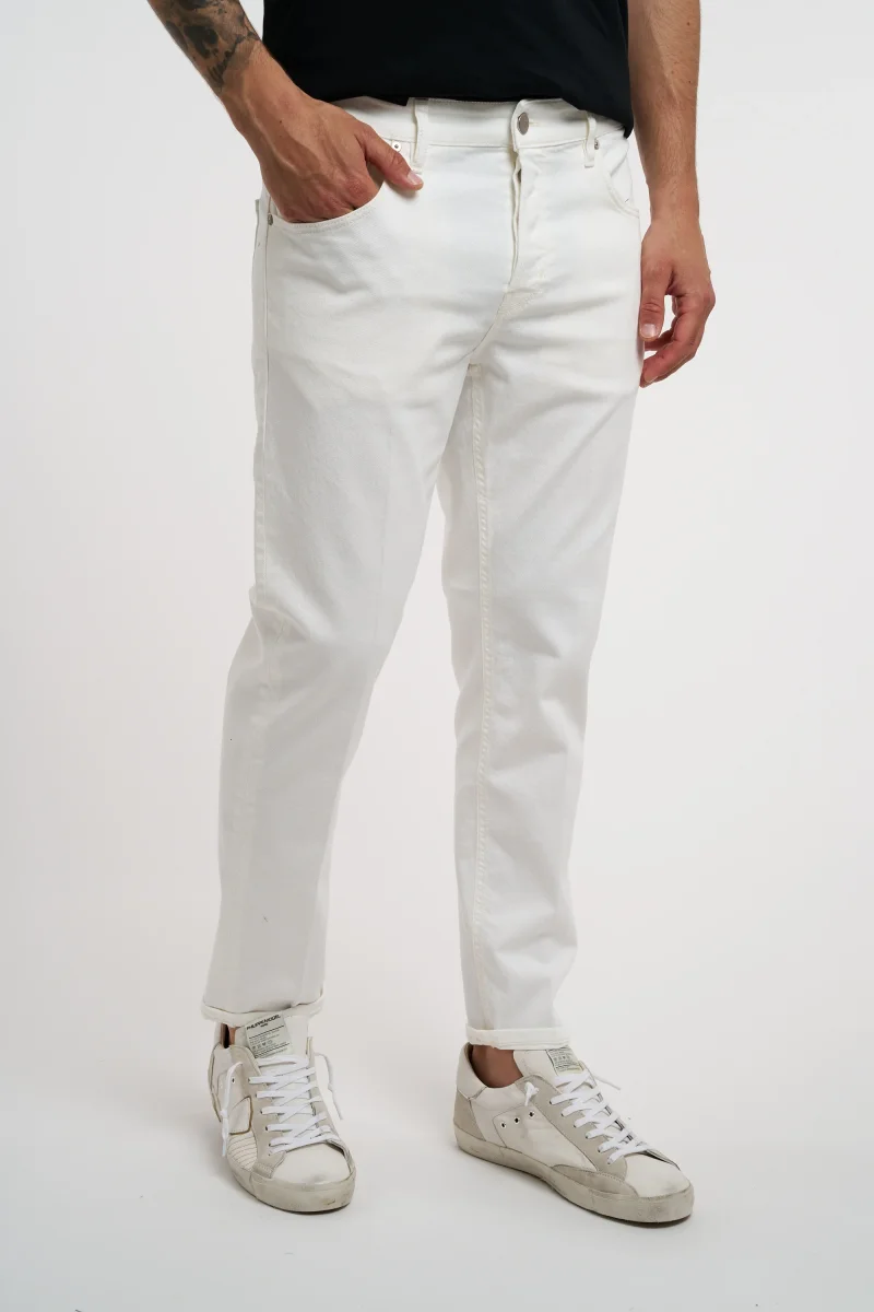 Pantalone in denim bianco Pt Torino - tapperd fit - immagine 4