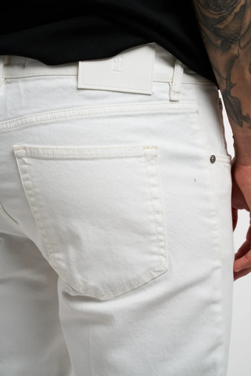 Pantalone in denim bianco Pt Torino - tapperd fit - immagine 6