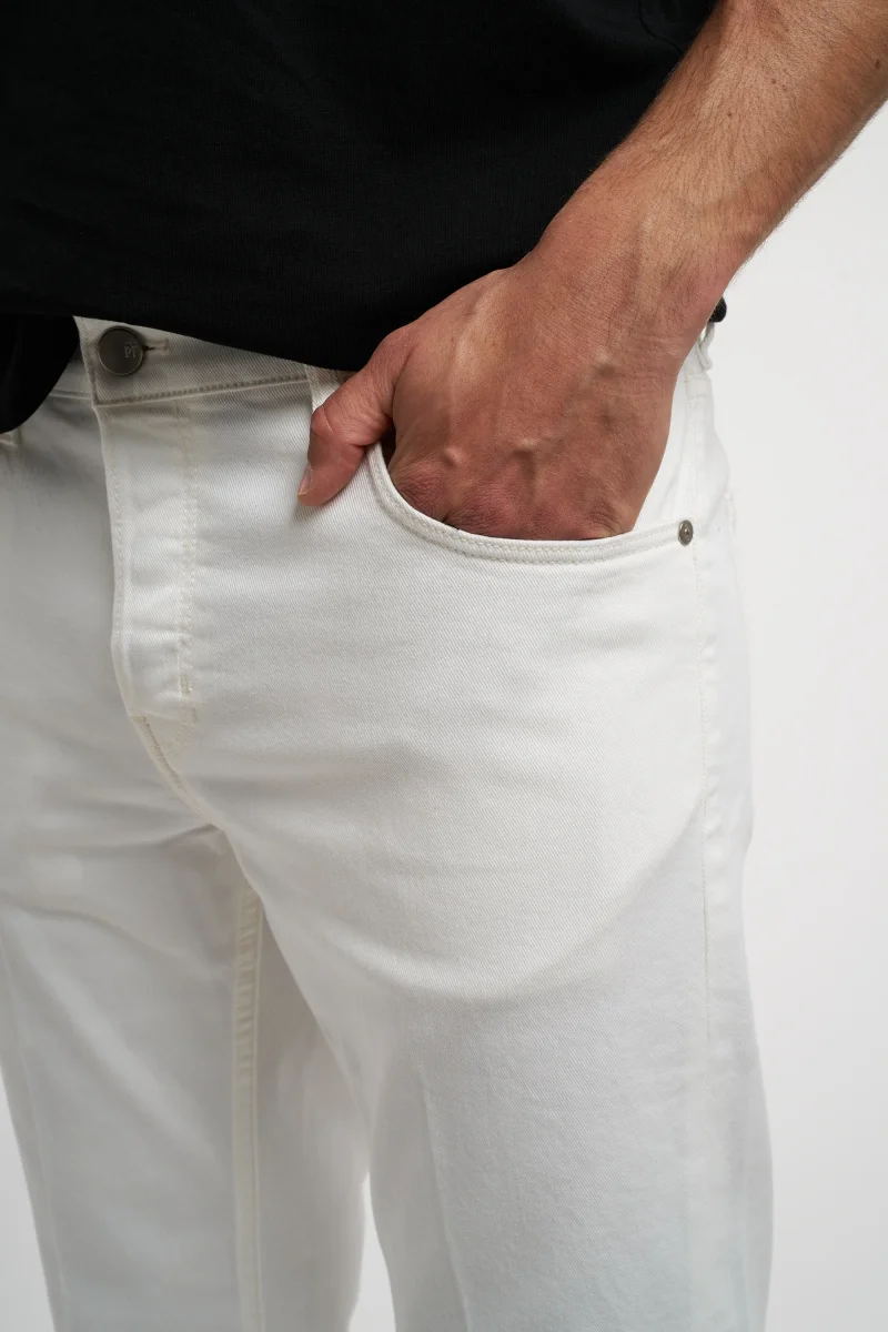 Pantalone in denim bianco Pt Torino - tapperd fit - immagine 7