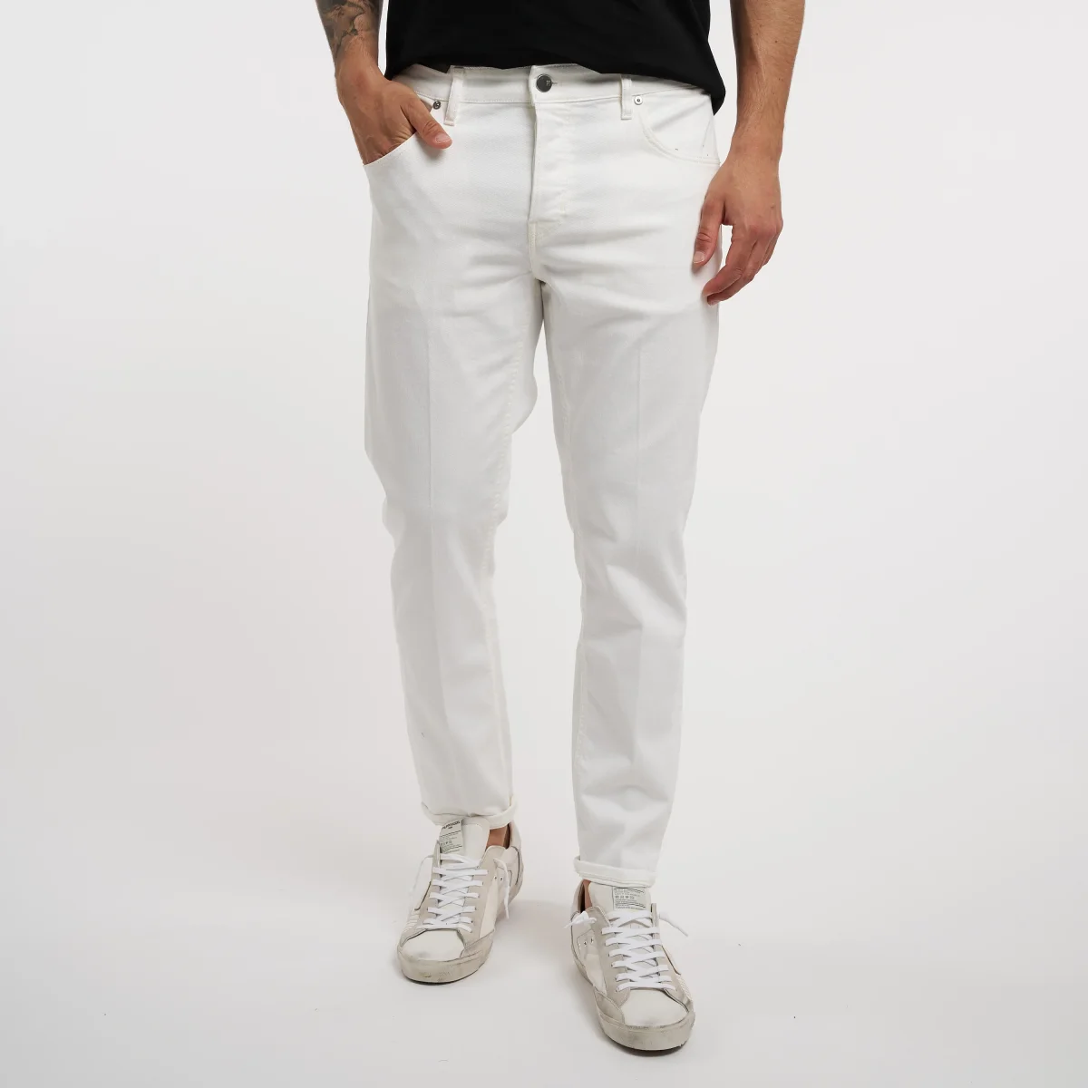 Pantalone in denim bianco Pt Torino - tapperd fit - immagine 8