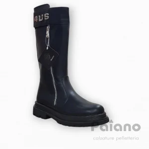 4US Paciotti 42540 stivale pelle nero logo in metallo