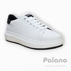 Paciotti 4us 42612 sneakers unisex pelle bianco nero logo in rilievo
