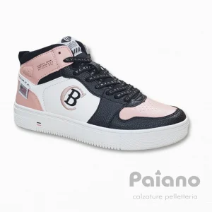 Cotton Belt 224502 sneakers alta pelle nero bianco rosa