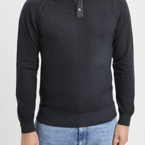 Polo Daniele Fiesoli con manica lunga a sella in misto cahmere