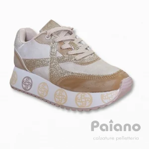 Sneakers Enrico Coveri 223205 beige riporti platino platform